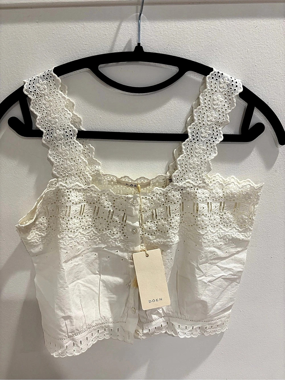 Doen Estelle Top Eyelet Lace Camisole in White Size XXS NWT